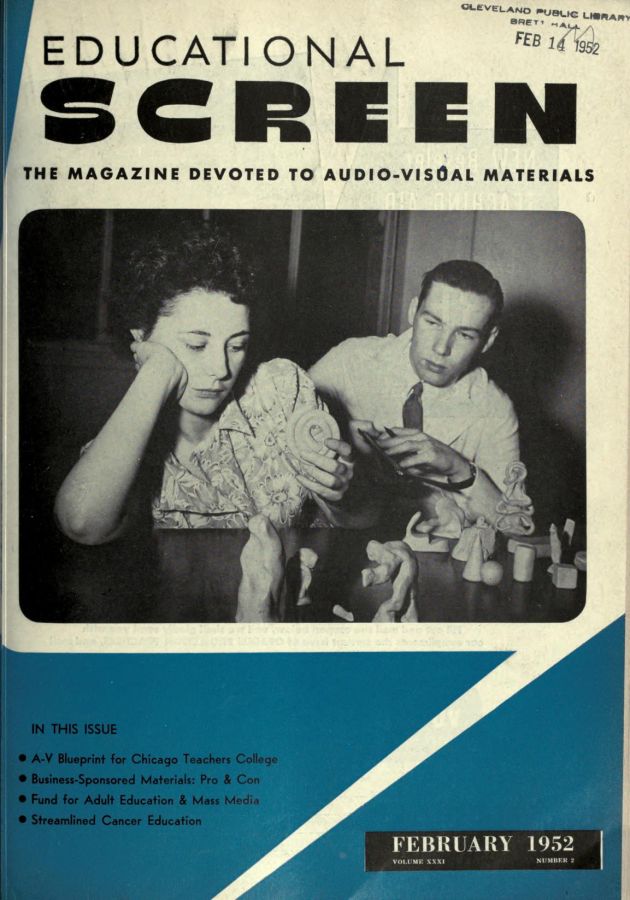 EDUCATIONAL SCREEN magazine side cover February 1952