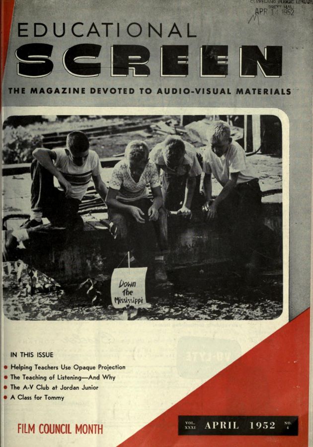 EDUCATIONAL SCREEN magazine side cover April 1952