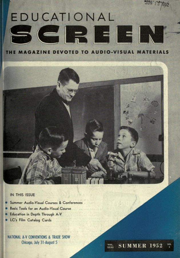 EDUCATIONAL SCREEN magazine side cover June 1952
