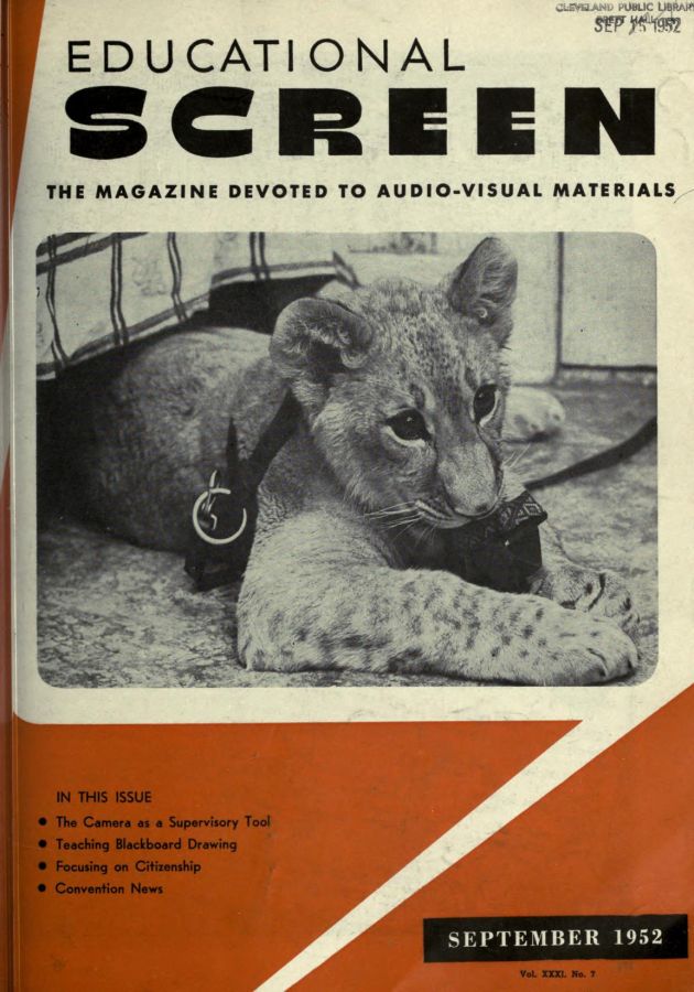 EDUCATIONAL SCREEN magazine side cover September 1952