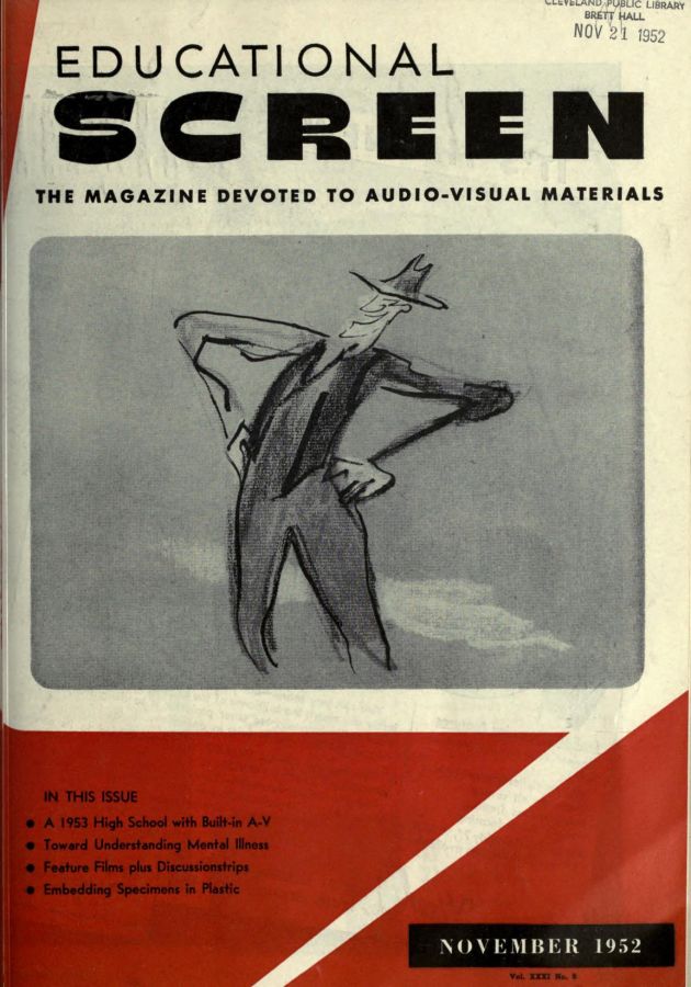 EDUCATIONAL SCREEN magazine side cover November 1952