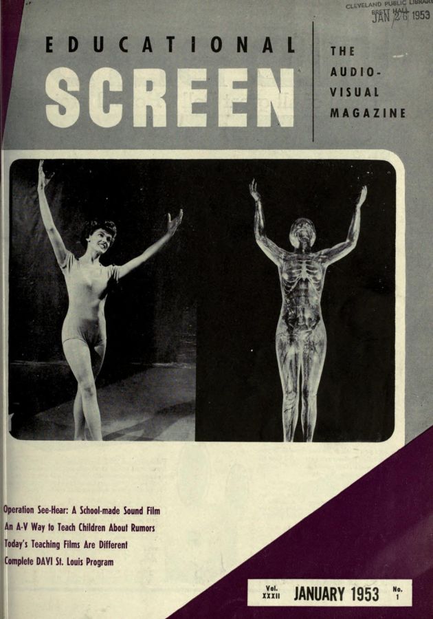 EDUCATIONAL SCREEN magazine side cover January 1953
