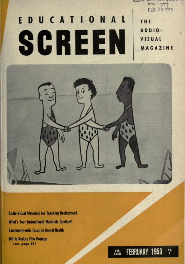 EDUCATIONAL SCREEN magazine side cover February 1953