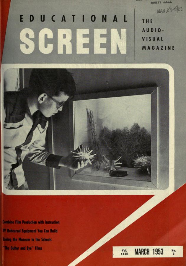 EDUCATIONAL SCREEN magazine side cover March 1953