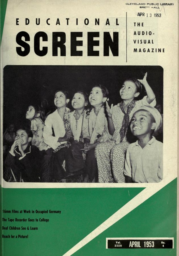 EDUCATIONAL SCREEN magazine side cover April 1953