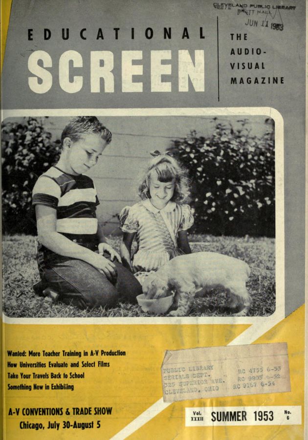 EDUCATIONAL SCREEN magazine side cover June 1953