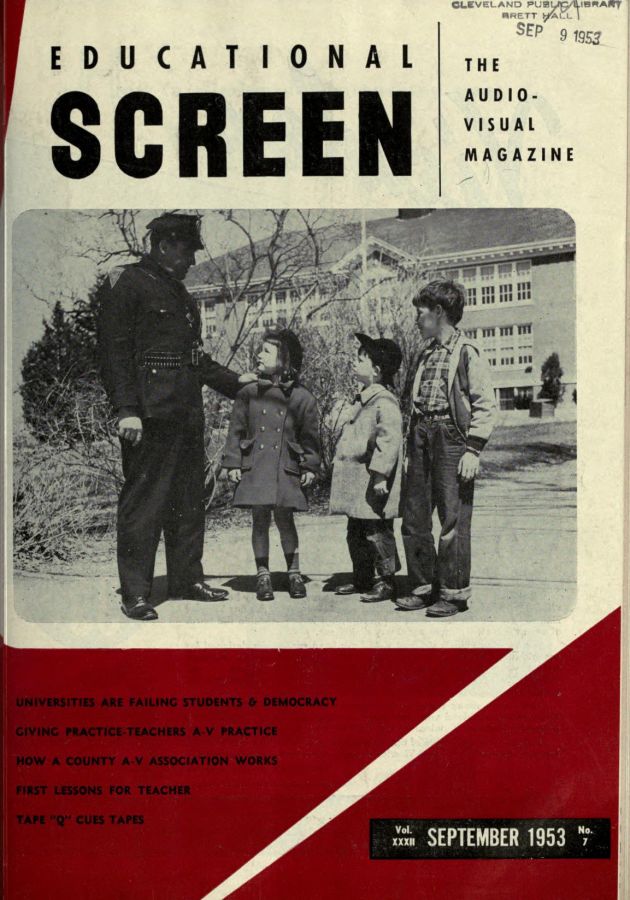 EDUCATIONAL SCREEN magazine side cover September 1953