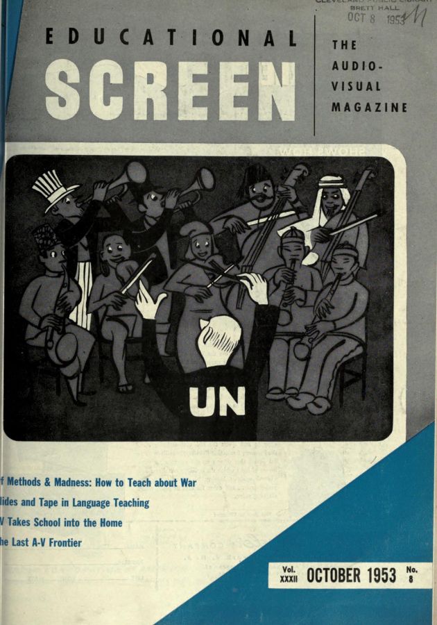 EDUCATIONAL SCREEN magazine side cover October 1953