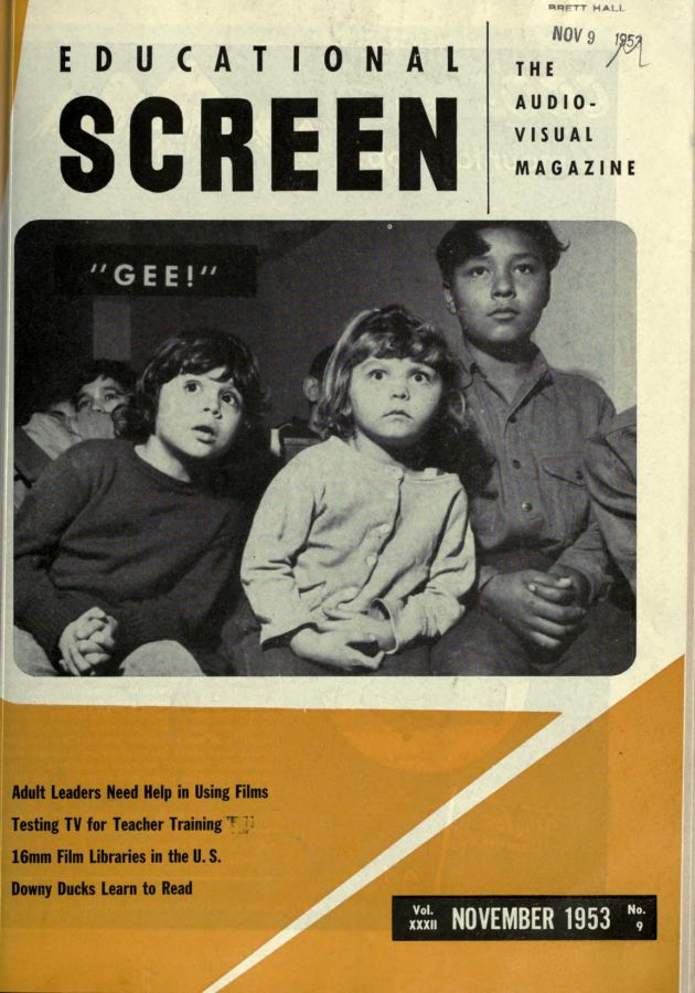EDUCATIONAL SCREEN magazine side cover November 1953
