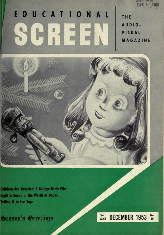 EDUCATIONAL SCREEN magazine side cover December 1953