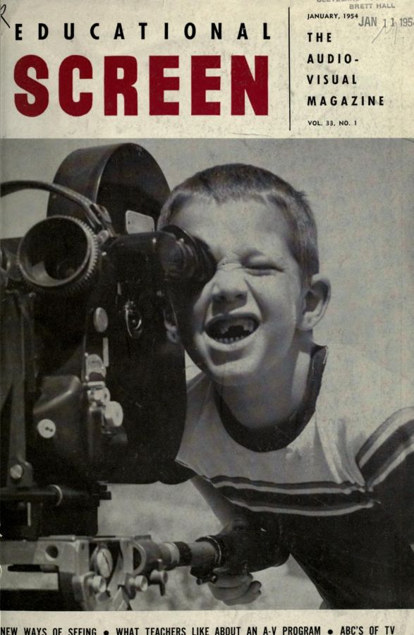EDUCATIONAL SCREEN magazine side cover January 1954