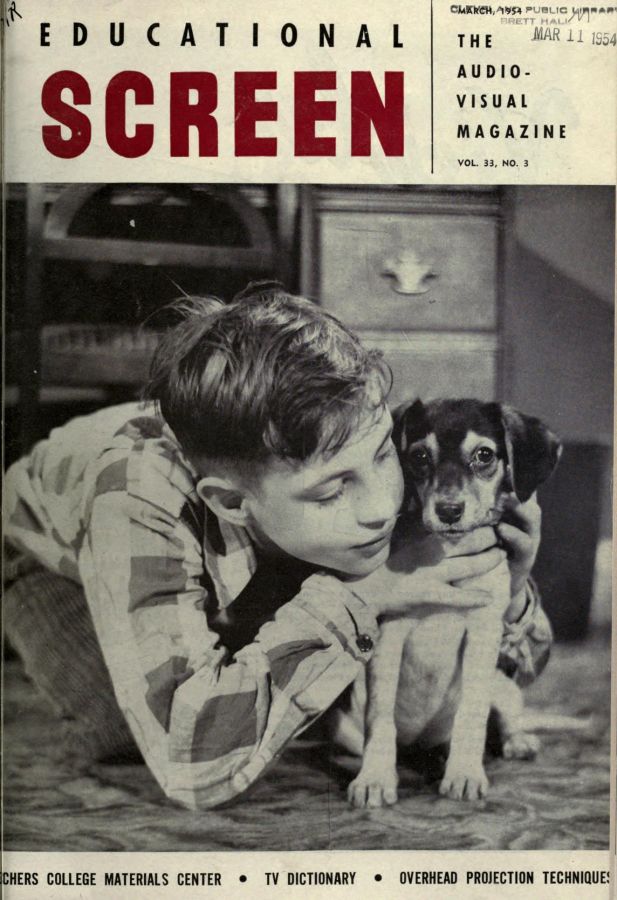 EDUCATIONAL SCREEN magazine side cover March 1954
