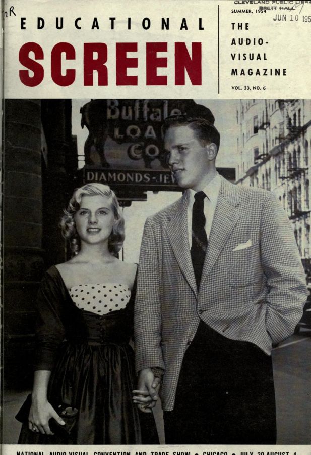 EDUCATIONAL SCREEN magazine side cover June 1954
