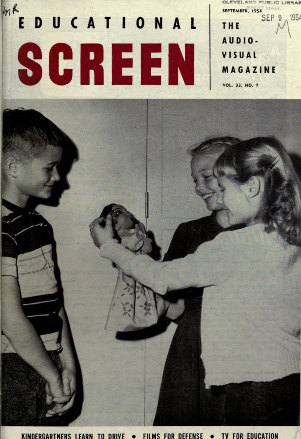 EDUCATIONAL SCREEN magazine side cover September 1954