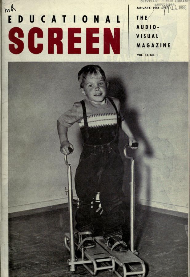 EDUCATIONAL SCREEN magazine side cover January 1955