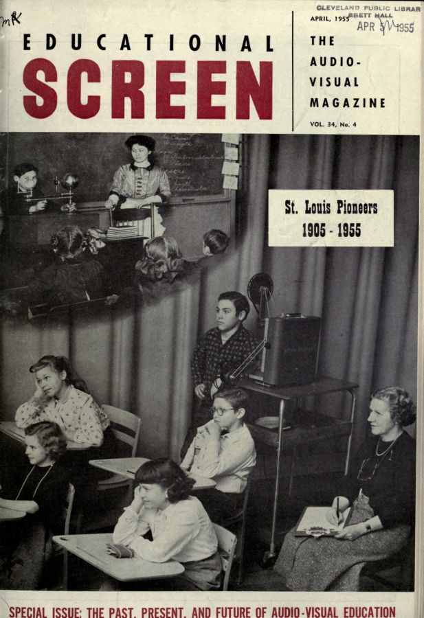 EDUCATIONAL SCREEN magazine side cover April 1955