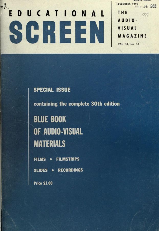 EDUCATIONAL SCREEN magazine side cover December 1955