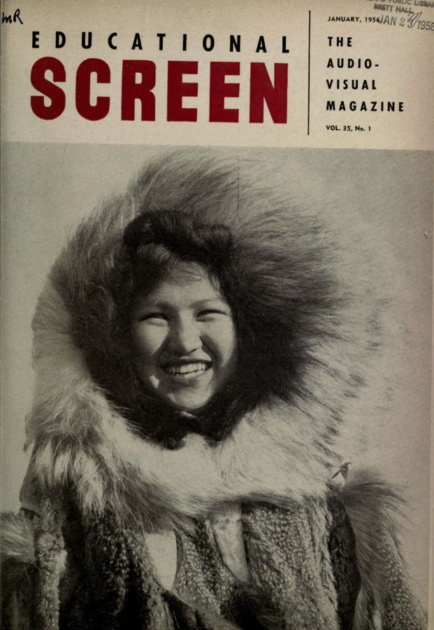 EDUCATIONAL SCREEN magazine side cover January 1956