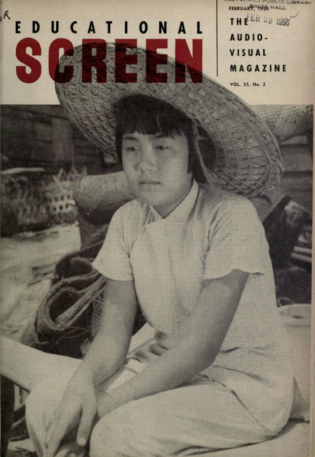 EDUCATIONAL SCREEN magazine side cover February 1956