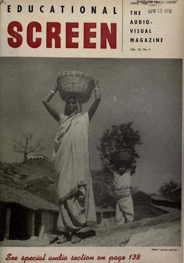 EDUCATIONAL SCREEN magazine side cover April 1956