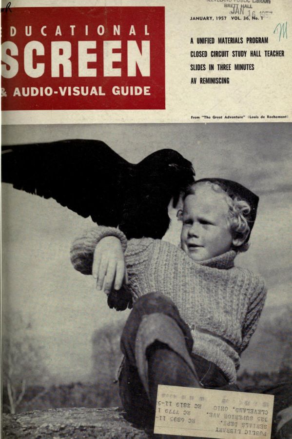 EDUCATIONAL SCREEN magazine side cover January 1957