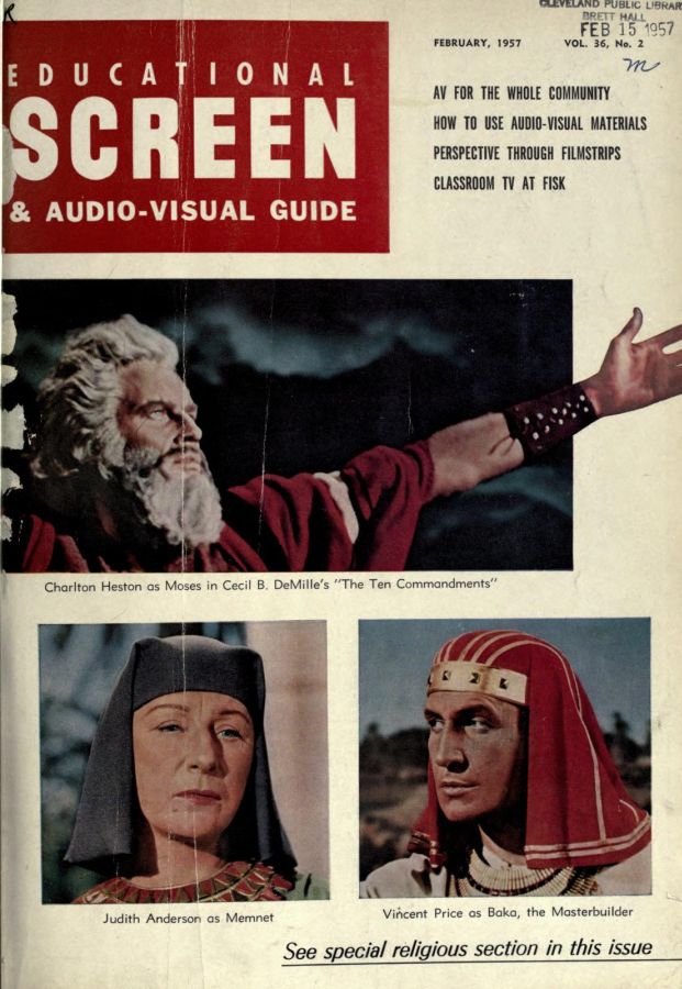 EDUCATIONAL SCREEN magazine side cover February 1957