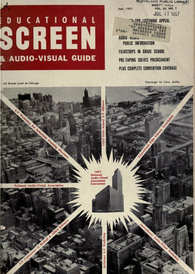 EDUCATIONAL SCREEN magazine side cover July 1957