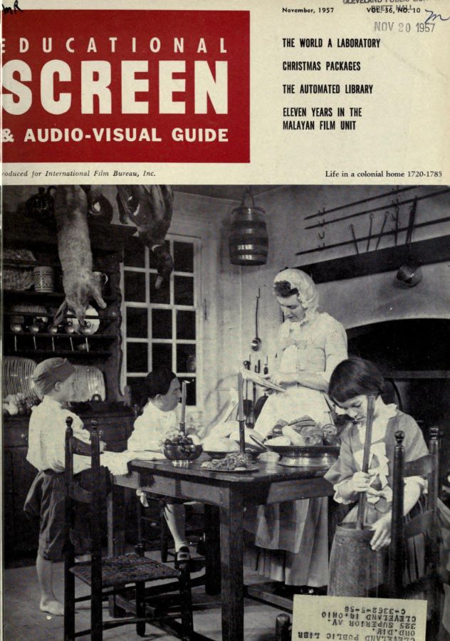 EDUCATIONAL SCREEN magazine side cover November 1957