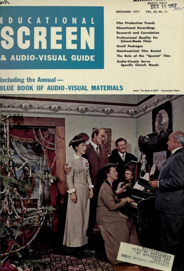 EDUCATIONAL SCREEN magazine side cover December 1957