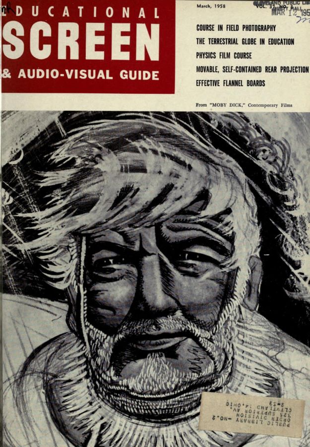 EDUCATIONAL SCREEN magazine side cover March 1958