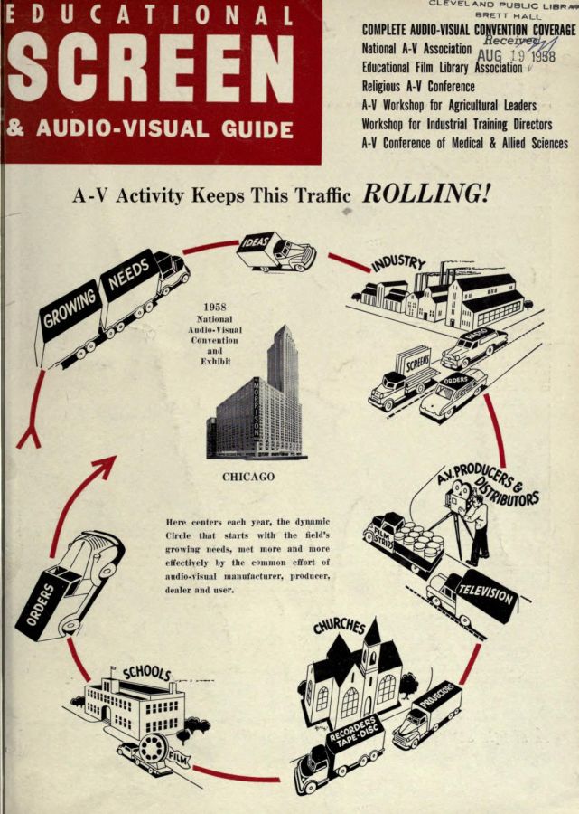 EDUCATIONAL SCREEN magazine side cover July 1958