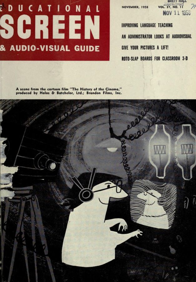 EDUCATIONAL SCREEN magazine side cover November 1958