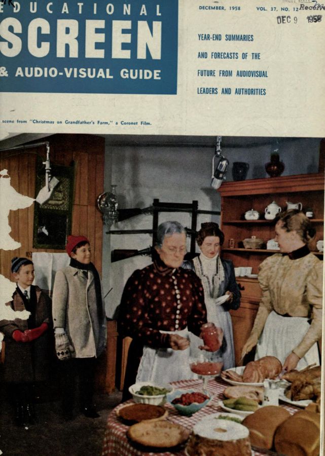 EDUCATIONAL SCREEN magazine side cover December 1958