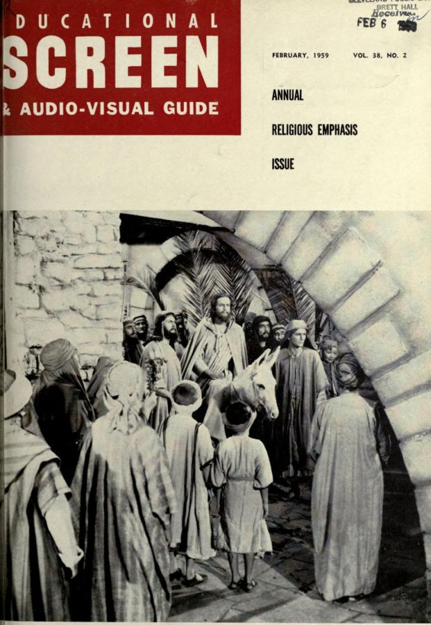 EDUCATIONAL SCREEN magazine side cover February 1959