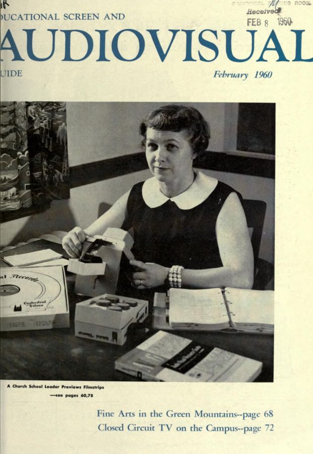 EDUCATIONAL SCREEN magazine side cover February 1960