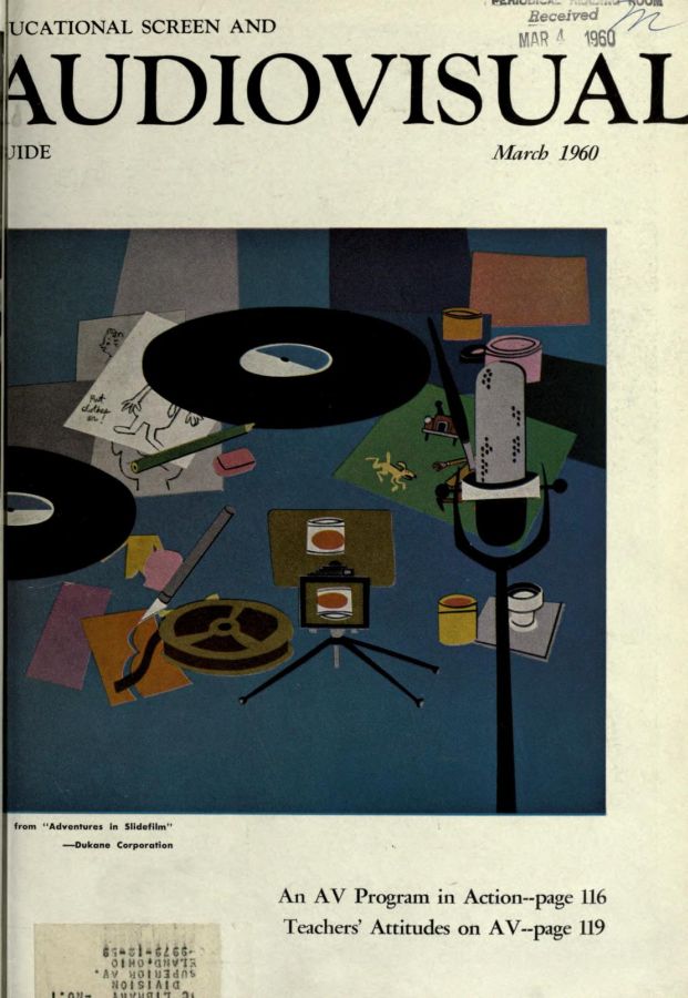 EDUCATIONAL SCREEN magazine side cover March 1960