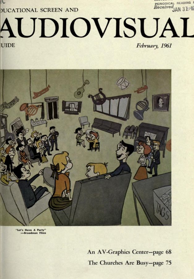 EDUCATIONAL SCREEN magazine side cover February 1961