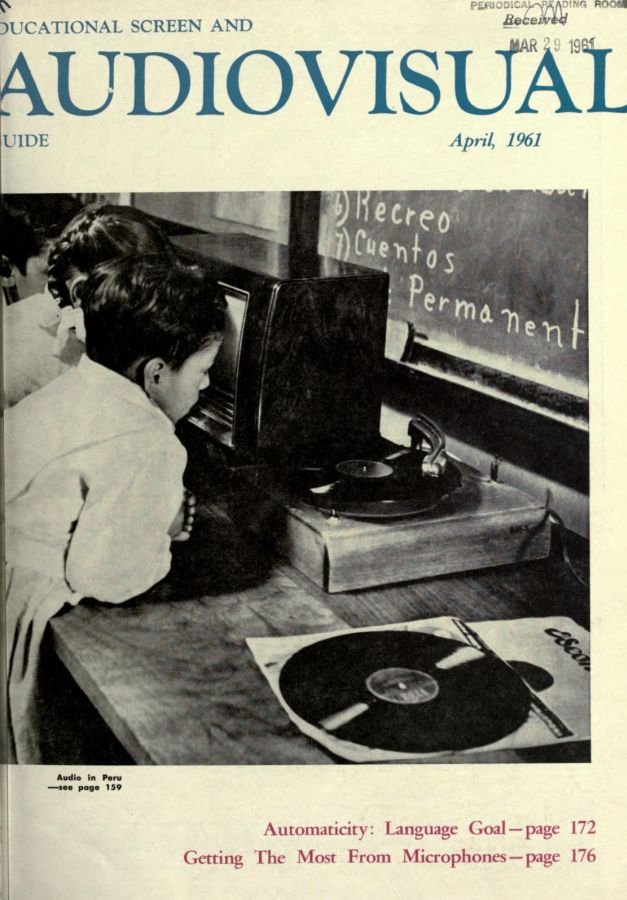 EDUCATIONAL SCREEN magazine side cover April 1961