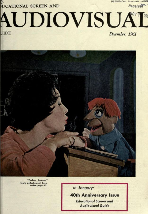 EDUCATIONAL SCREEN magazine side cover December 1961