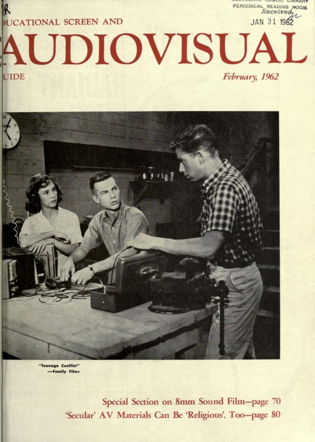 EDUCATIONAL SCREEN magazine side cover February 1962