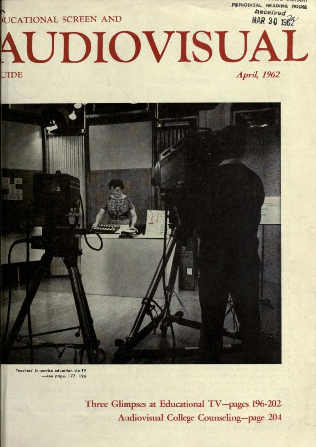 EDUCATIONAL SCREEN magazine side cover April 1962