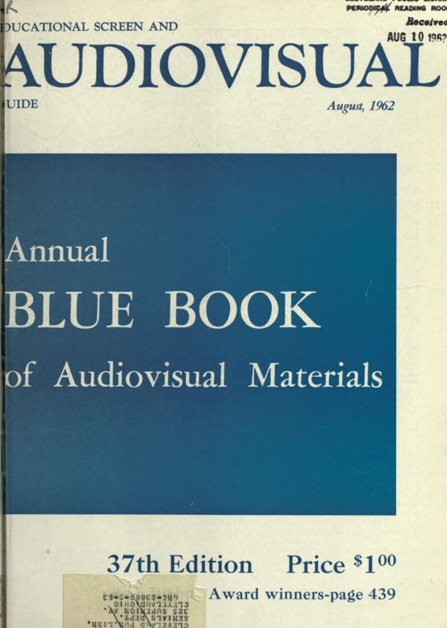 EDUCATIONAL SCREEN magazine side cover August 1962