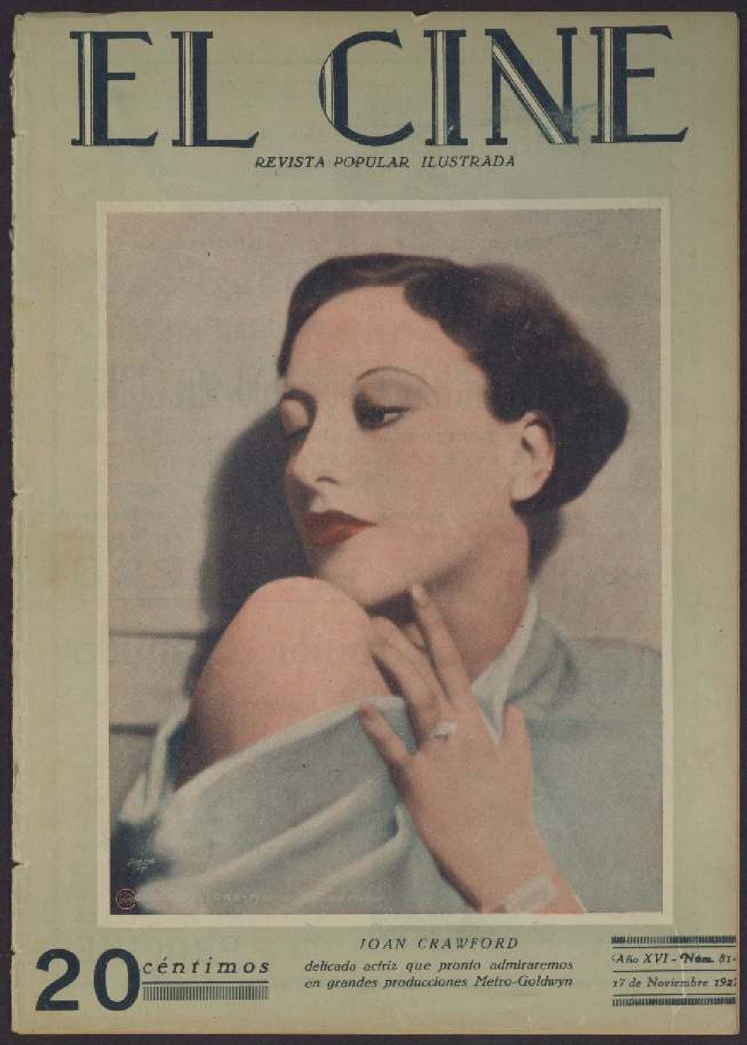 CINE | EL magazine side cover Issue 814 17 November 1927