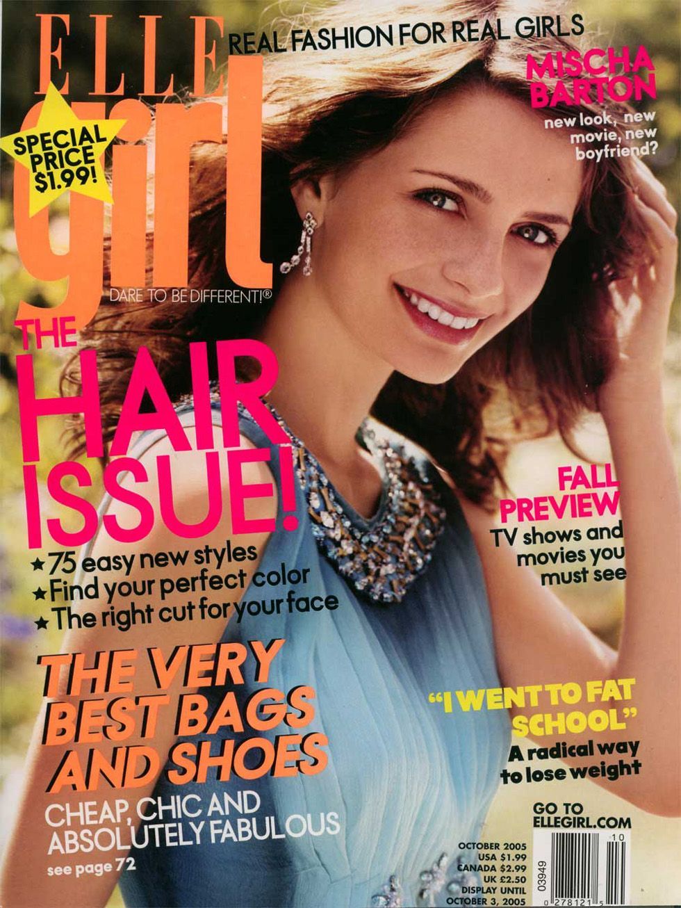 ELLE GIRL USA magazine side cover  October 2005