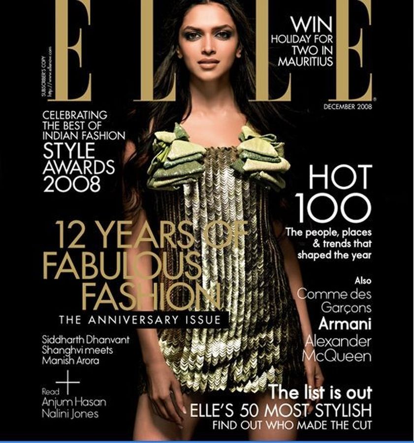ELLE INDIA magazine side cover  December 2008