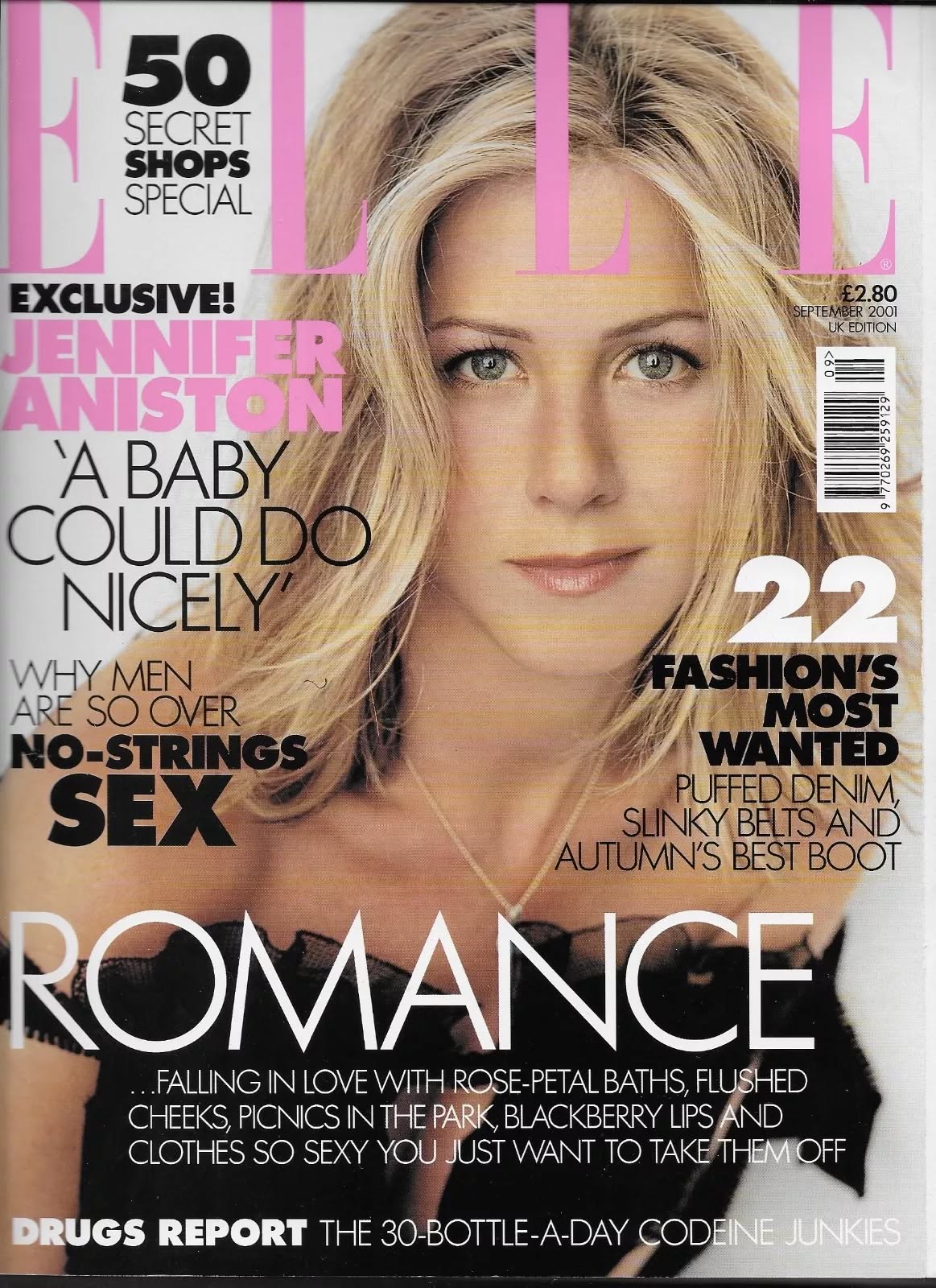 ELLE UK magazine side cover  September 2001