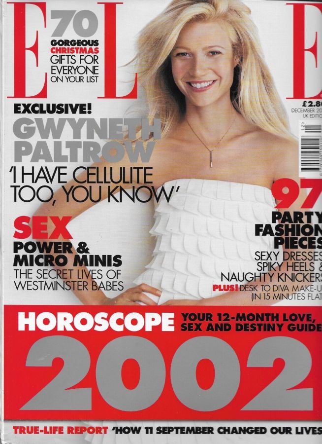 ELLE UK magazine side cover  December 2001