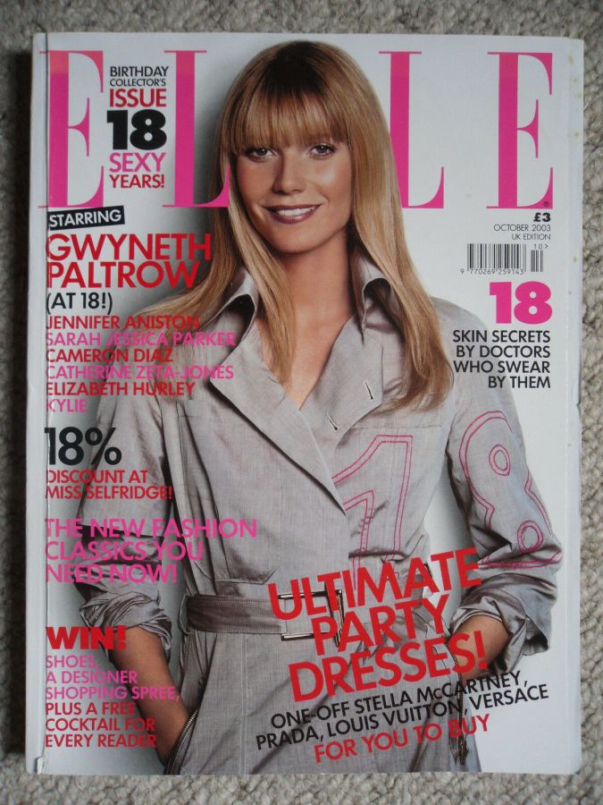 ELLE UK magazine side cover  October 2003