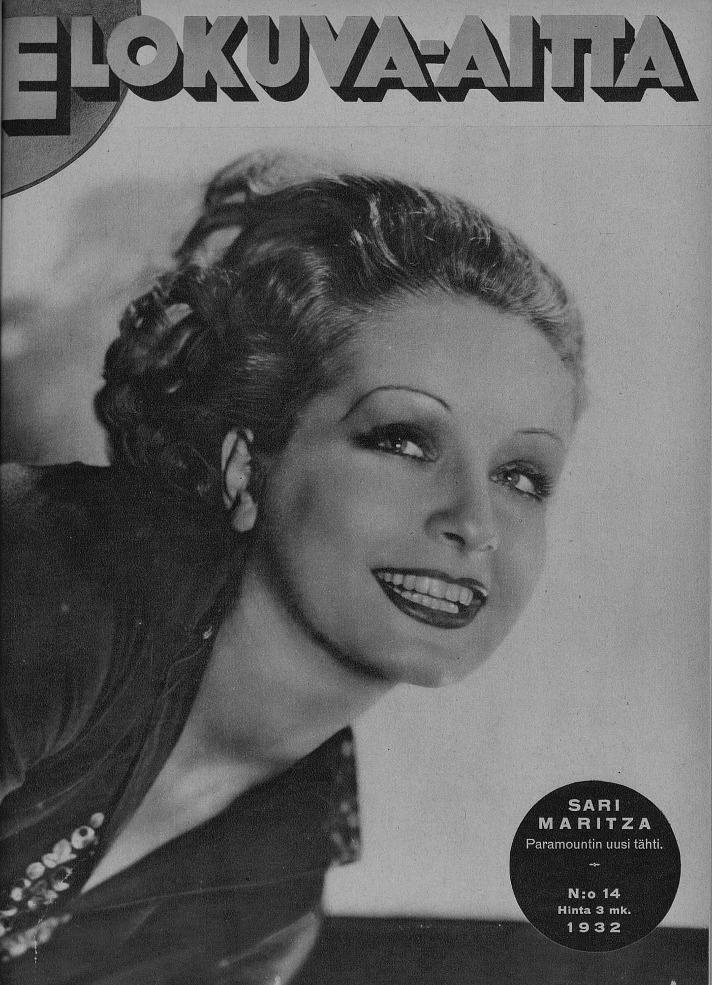 ELOKUVA-AITTA magazine side cover Issue 14 15 October 1932