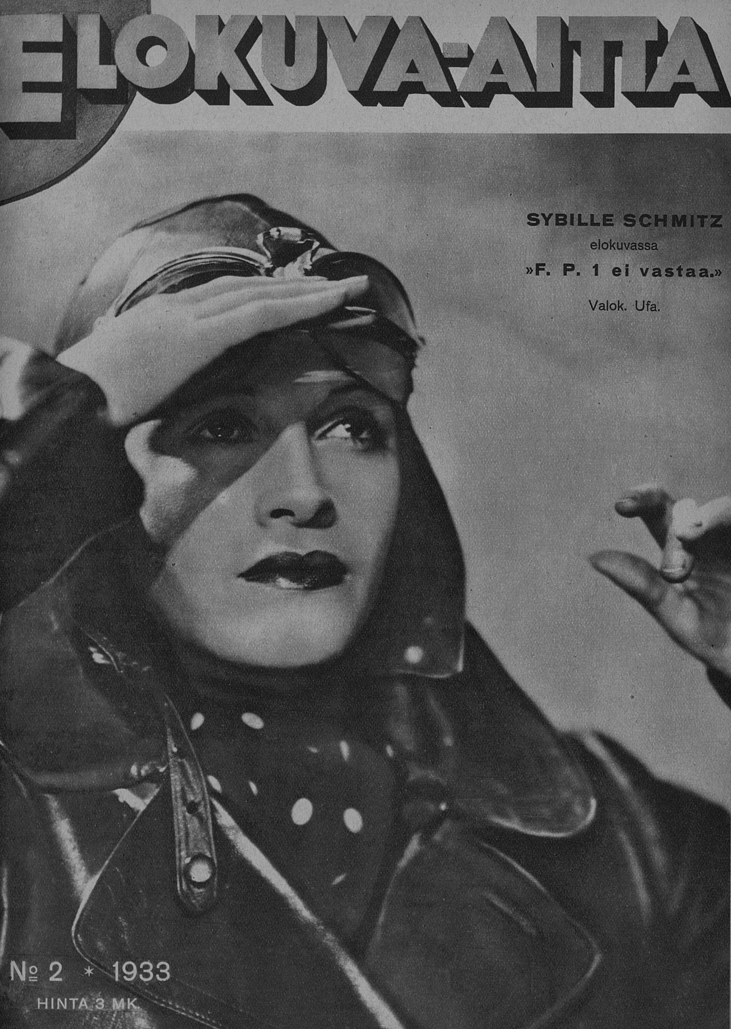 ELOKUVA-AITTA magazine side cover Issue 2 15 January 1933